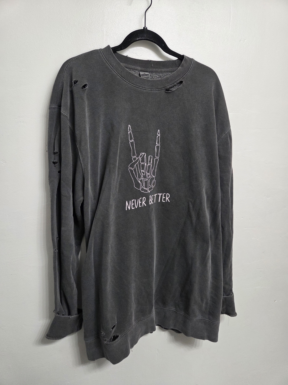 Distressed By Hb Gray Crewneck Sweatshirt